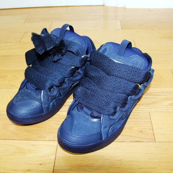 BNWT SS25 LANVIN LEATHER CURB SNEAKERS NAVY BLUE 40 & 41 - Picture 2 of 16